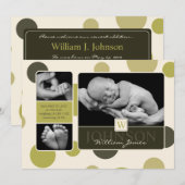 Faire-part de naissance Olive Dot Print (Devant / Derrière)