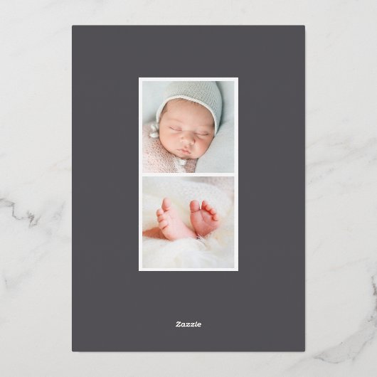 Faire-part de naissance or Rose Feuille gracieux (Verso)