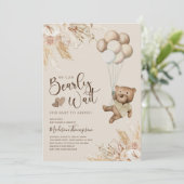 Faire-part de naissance ourson Boho rustique (Debout devant)