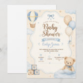 Faire-part de naissance ourson mignon (Devant / Derrière)