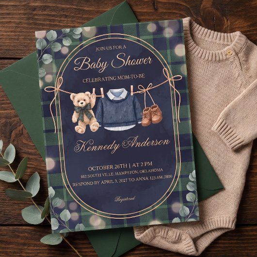 Faire-part de naissance ourson polo prep