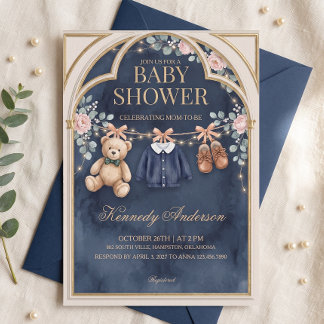 Faire-part de naissance ourson polo preppy