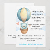 Faire-part de naissance ourson pour garçon | (Devant / Derrière)