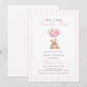 Faire-Part de Naissance Ourson Rose pour Fille (Devant / Derrière)