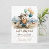 Faire-part de naissance ourson rustique pour bébé (Debout devant)