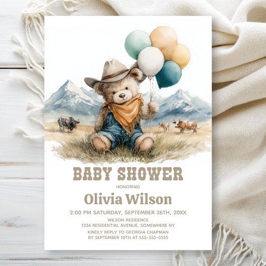 Faire-part de naissance ourson rustique pour bébé