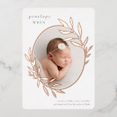 Faire-part de naissance Oval Laurel | Feuille d'or (Recto)