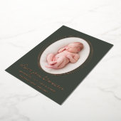 Faire-part de naissance ovale en or rose moderne (Rotation)