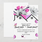 Faire-part de naissance papillon bébé, rose violet (Devant / Derrière)