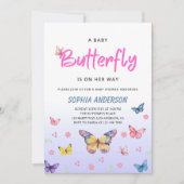 Faire-part de naissance Papillon Violet pour Bébé (Devant)
