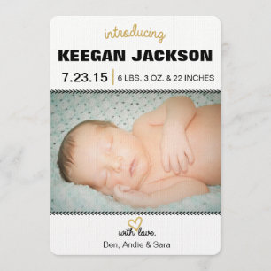 Faire-part de naissance parties scintillant Gold
