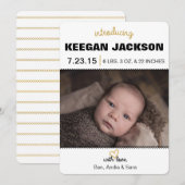 Faire-part de naissance parties scintillant Gold (Devant / Derrière)