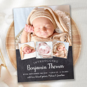 Faire-part de naissance personnalisé avec 4 photos