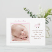 Faire-part de naissance Petit Agneau Rose (Debout devant)