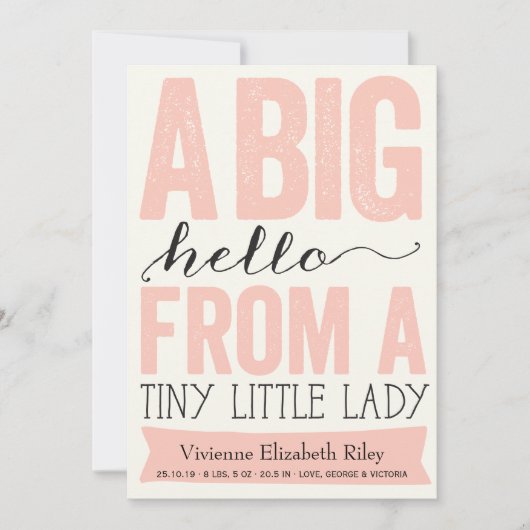 Faire-Part de Naissance Petite Dame Bébé Fille (Devant)