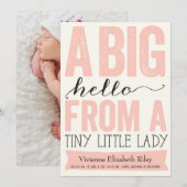 Faire-Part de Naissance Petite Dame Bébé Fille (Devant / Derrière)