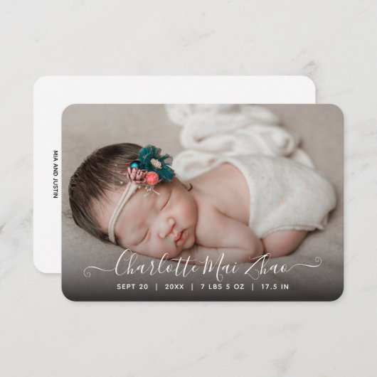 Faire-part de naissance photo (Devant / Derrière)