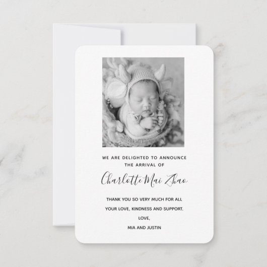 Faire-part de naissance photo (Dos)