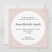 Faire-part de naissance photo (Dos)