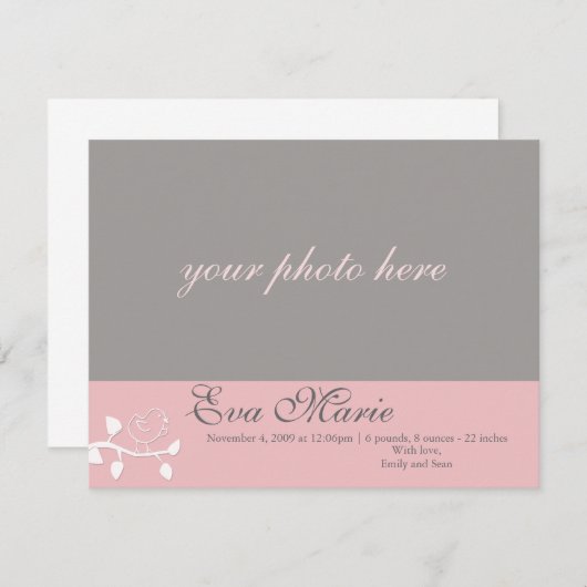 Faire-part de naissance photo (Devant / Derrière)