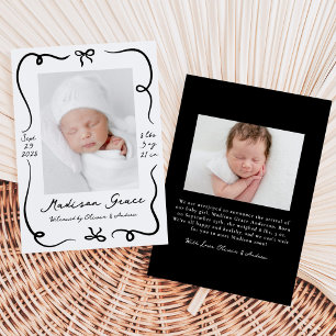 Faire-part de naissance photo 2 Nœuds noirs fantai