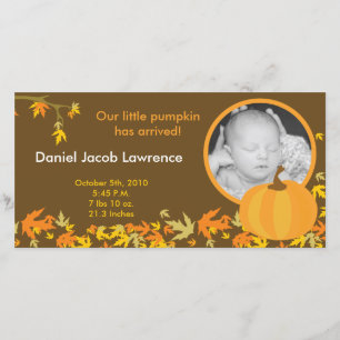 faire-part de naissance PHOTO 4x8 Citrouille d'aut