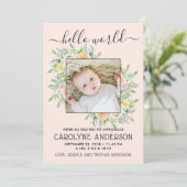 Faire-part de naissance photo à cadre floral éléga (Debout devant)