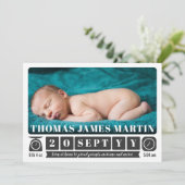 Faire-part de naissance photo à l'échelle et à l'h (Debout devant)