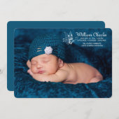 Faire-part de naissance photo à papillon blanc (Devant / Derrière)