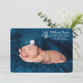 Faire-part de naissance photo à papillon blanc (Debout devant)