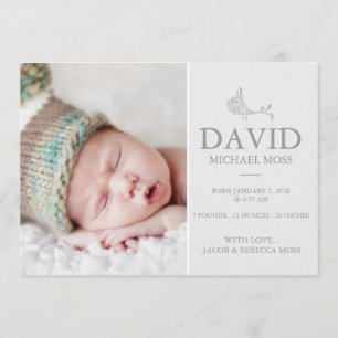 Faire-part de naissance photo   Annonceur d'oiseau