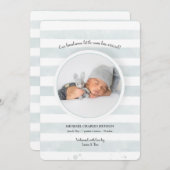 Faire-part de naissance photo avec des rayures sar (Devant / Derrière)