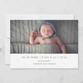 Faire-Part de Naissance Photo avec Écriture de Bie (Dos)