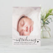Faire-part de naissance photo avec écriture manusc (Debout devant)