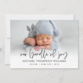 Faire-part de naissance photo avec écriture modern (Devant)