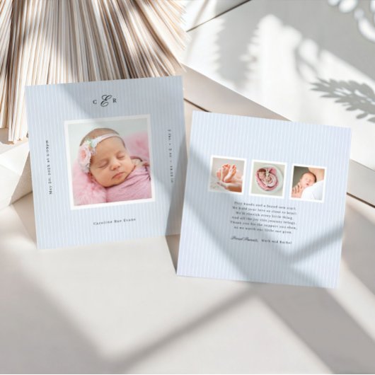 Faire-part de naissance photo avec monogramme mode