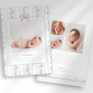 Faire-part de naissance photo avec nœud floral int