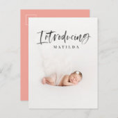 Faire-part de naissance photo avec texte en écritu (Devant / Derrière)