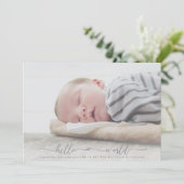 Faire-part de naissance photo avec un script moder (Debout devant)