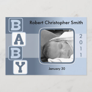 Faire-part de naissance photo - Baby Boy with Bloc