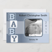 Faire-part de naissance photo - Baby Boy with Bloc (Devant)