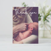 Faire-part de naissance photo baby shower Merci (Debout devant)