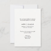 Faire-part de naissance photo baby shower Merci (Dos)