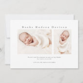 Faire-part de naissance photo bébé avec typographi (Dos)