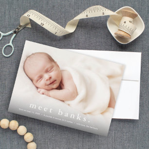 Faire-part de naissance photo bébé avec typographi