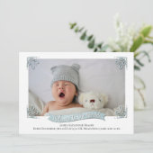 Faire-part de naissance photo Bébé bleu clair (Debout devant)