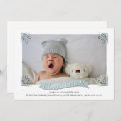 Faire-part de naissance photo Bébé bleu clair (Devant / Derrière)
