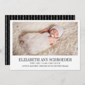 Faire-part de naissance photo bébé classique et mo (Devant / Derrière)