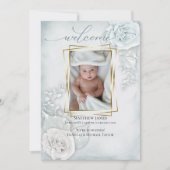 Faire-part de naissance photo bébé Floral bleu (Devant)