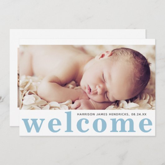 Faire-part de naissance photo bébé garçon moderne (Devant / Derrière)